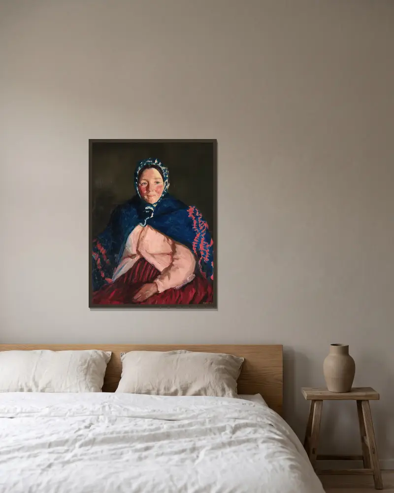 Old Johnnie’s Wife av Robert Henri inramad på en vägg