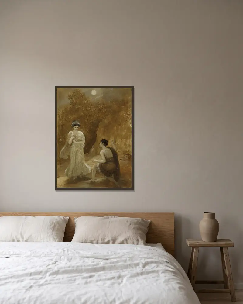 Lysander erklärt Helena seine Liebe von Robert Smirke gerahmt an einer Wand