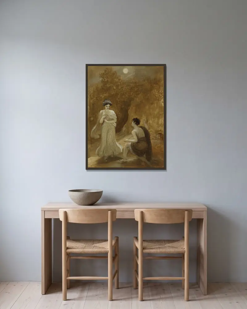 Lysander erklärt Helena seine Liebe von Robert Smirke gerahmt an einer Wand