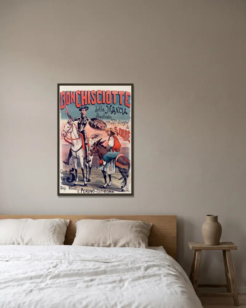 Don Quijote av La Mancha av Ottavio Rodella Tavio inramad på en vägg
