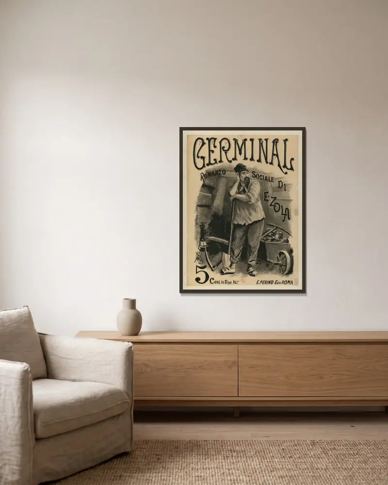 Germinal, social roman av Émile Zola av Ottavio Rodella Tavio inramad på en vägg