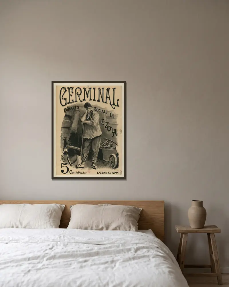 Germinal, social roman av Émile Zola av Ottavio Rodella Tavio inramad på en vägg