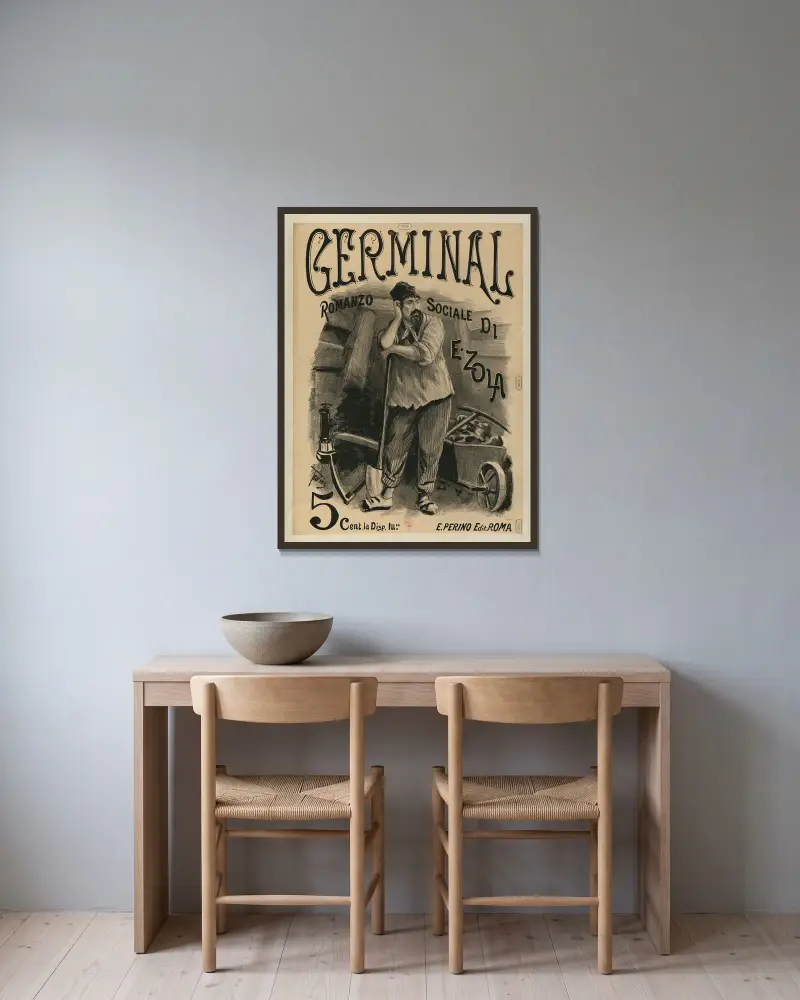 Germinal, social roman av Émile Zola av Ottavio Rodella Tavio inramad på en vägg