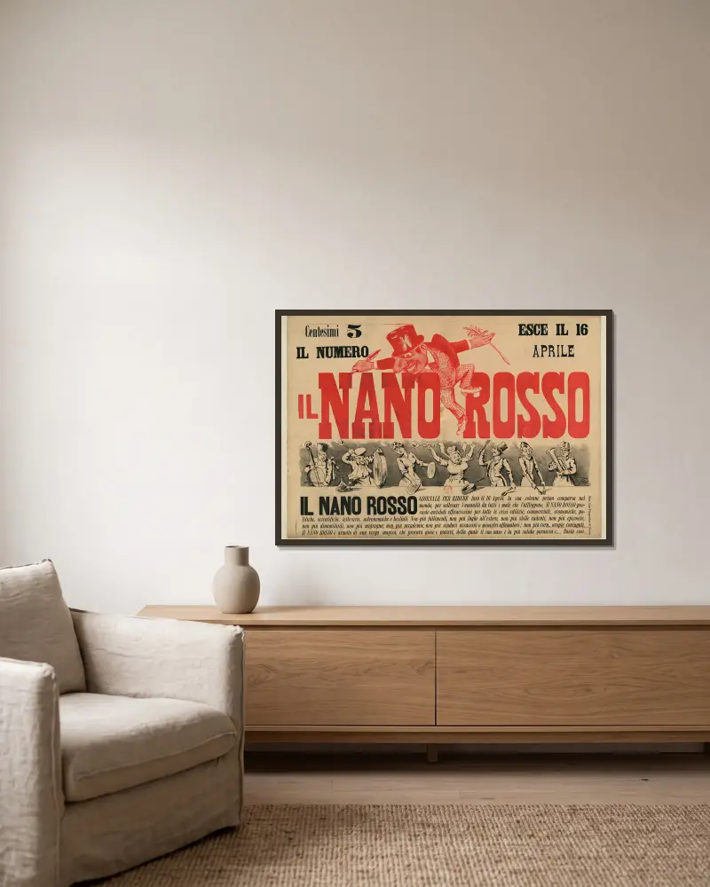 Il Nanno rosso, skämtidning av Ottavio Rodella Tavio inramad på en vägg