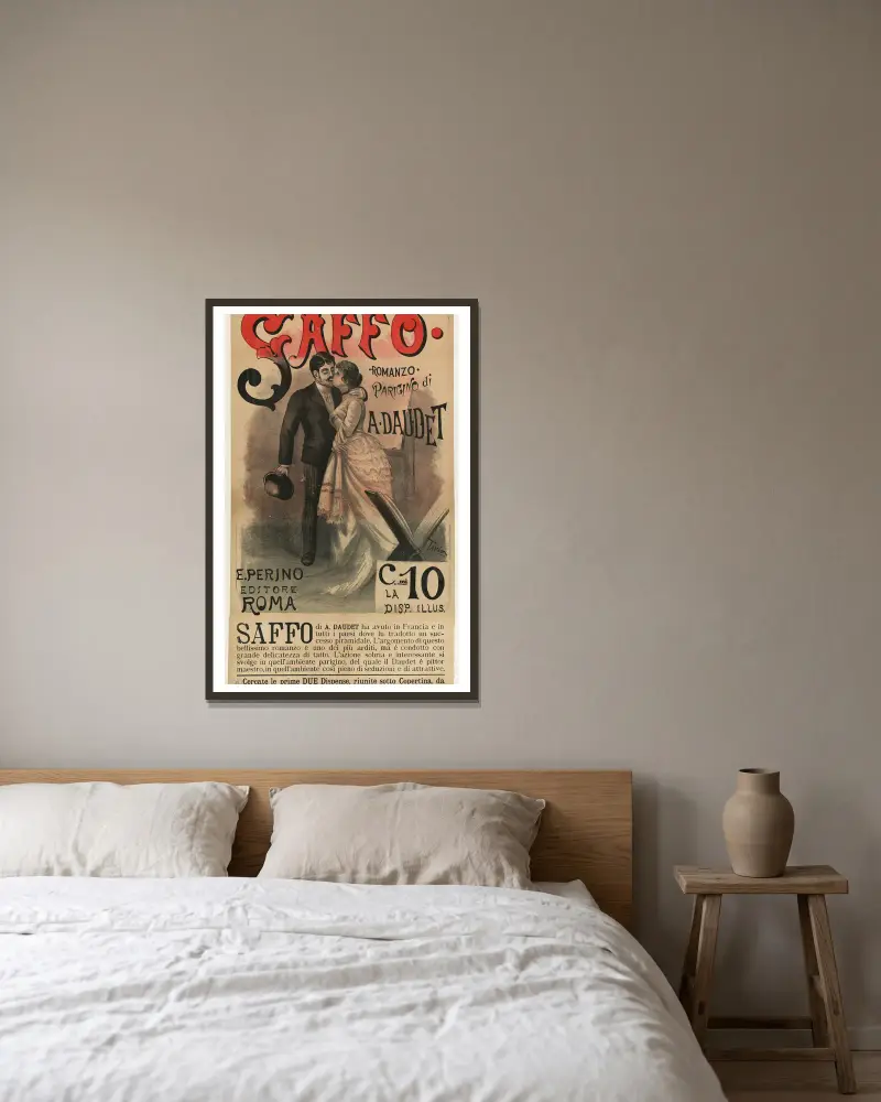 Saffo, parisisk roman av A. Daudet av Ottavio Rodella Tavio inramad på en vägg