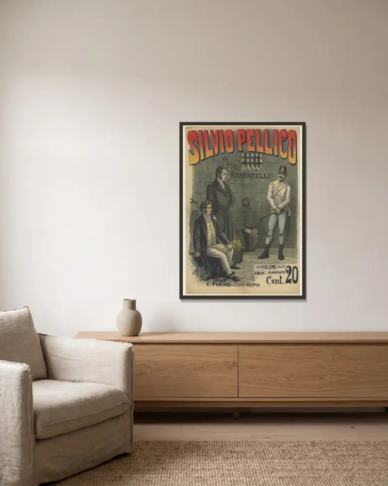 Silvio Pellico und Piero Maroncelli, ein Buchband von Ottavio Rodella Tavio gerahmt an einer Wand