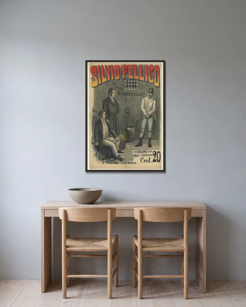 Silvio Pellico und Piero Maroncelli, ein Buchband von Ottavio Rodella Tavio gerahmt an einer Wand