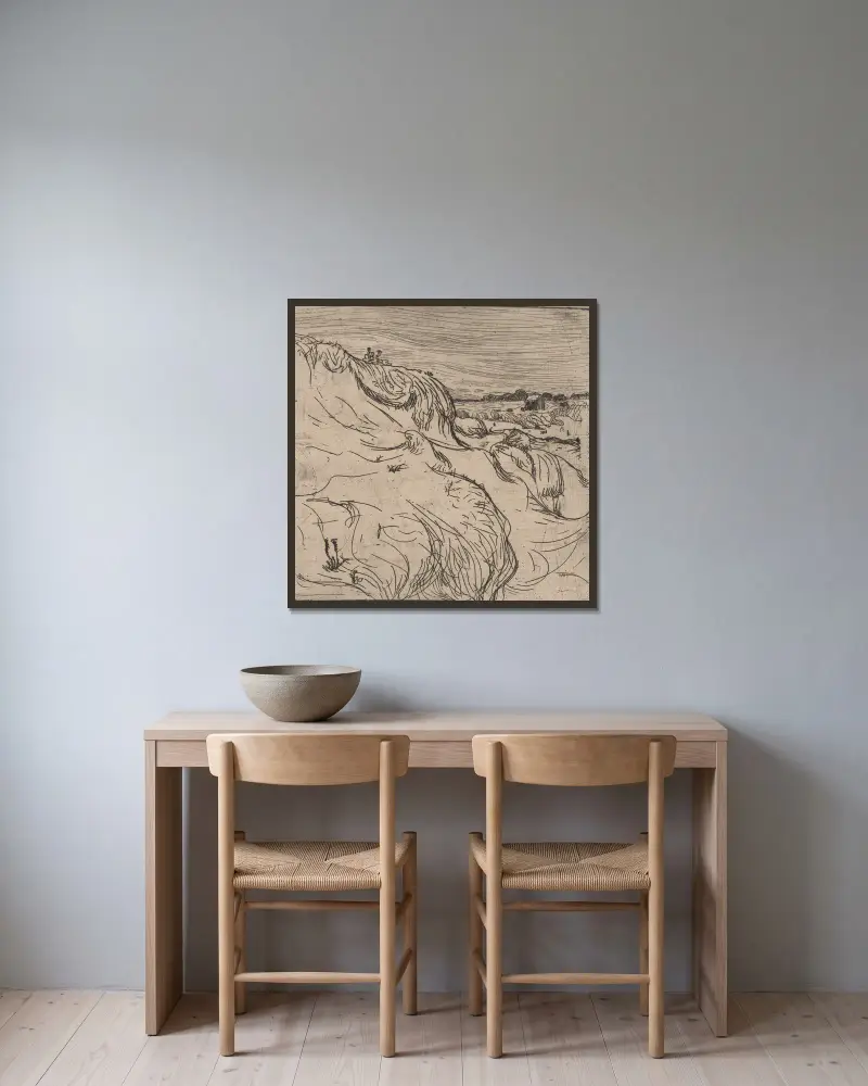 Dune et maison au Pouldu av Roderic O'Conor inramad på en vägg