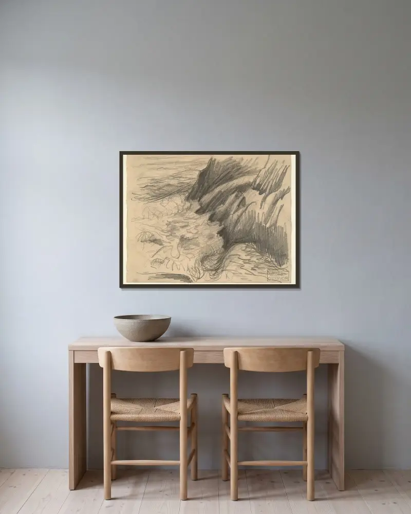 Landscape av Roderic O'Conor inramad på en vägg
