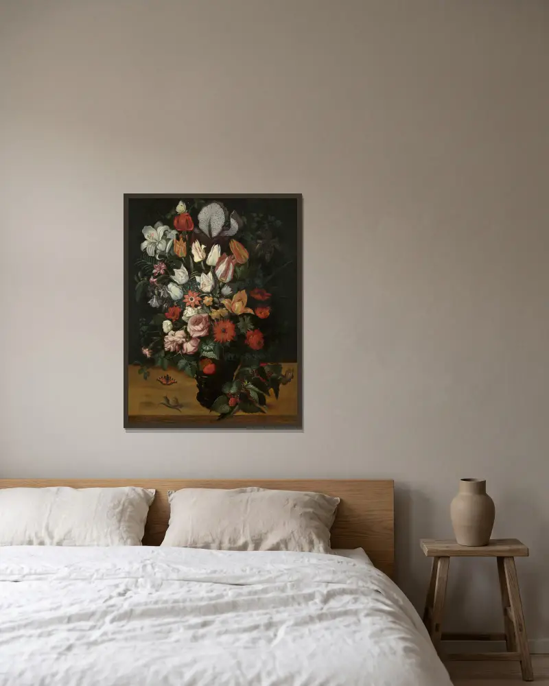 Blumenstück von Roelant Savery gerahmt an einer Wand