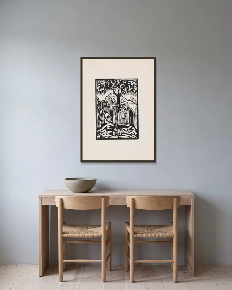 Saint Agnes av Roger Fry inramad på en vägg