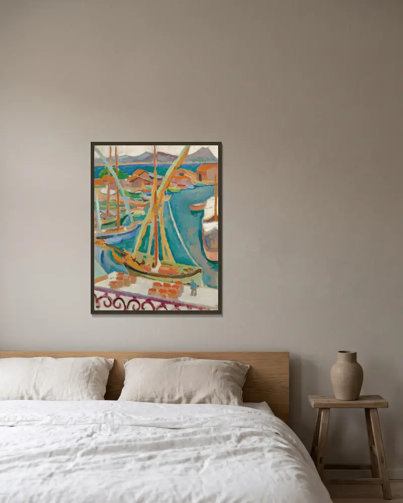 Der Kai, Saint-Tropez von Roger Fry gerahmt an einer Wand