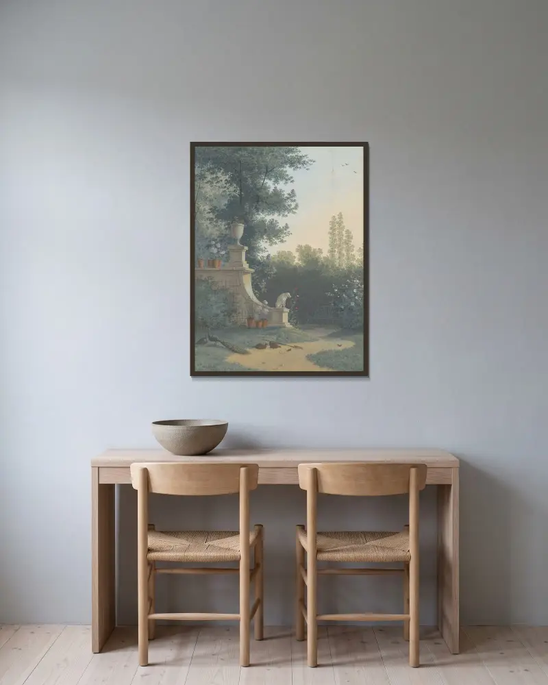 Blomsterhandeln A.C. och H. van Eedens trädgård, Wagenweg av Henriëtte Ronner-Knip inramad på en vägg