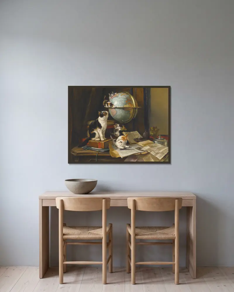 The Globetrotters av Henriëtte Ronner-Knip inramad på en vägg
