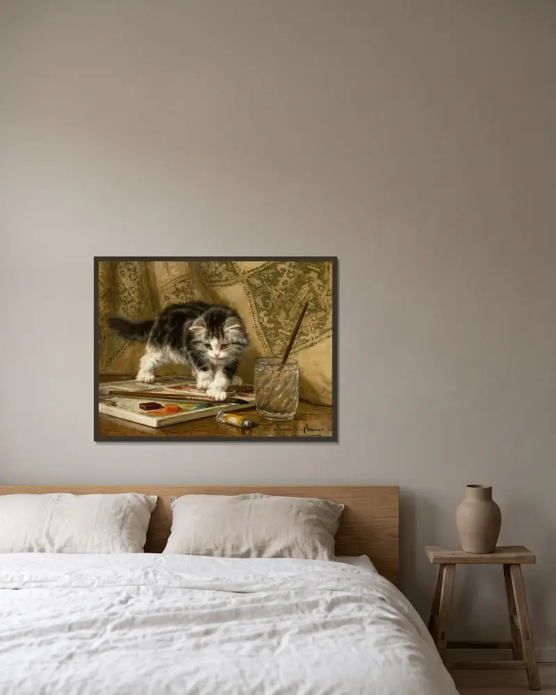 The Young Artist av Henriëtte Ronner-Knip inramad på en vägg