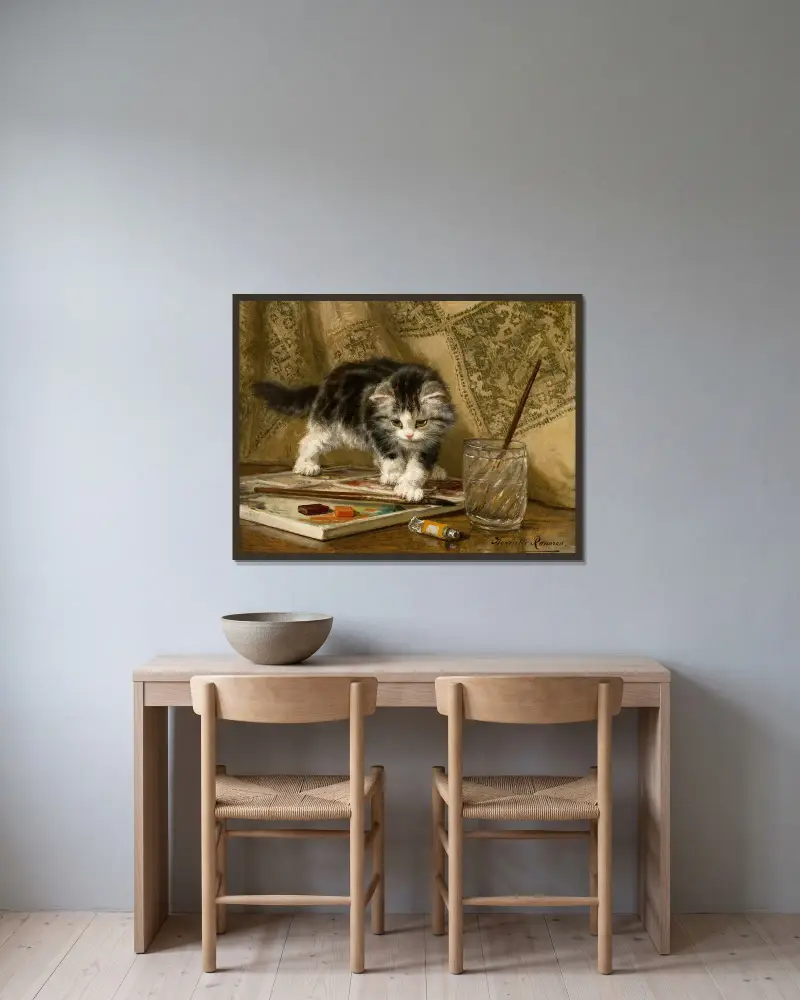 The Young Artist av Henriëtte Ronner-Knip inramad på en vägg