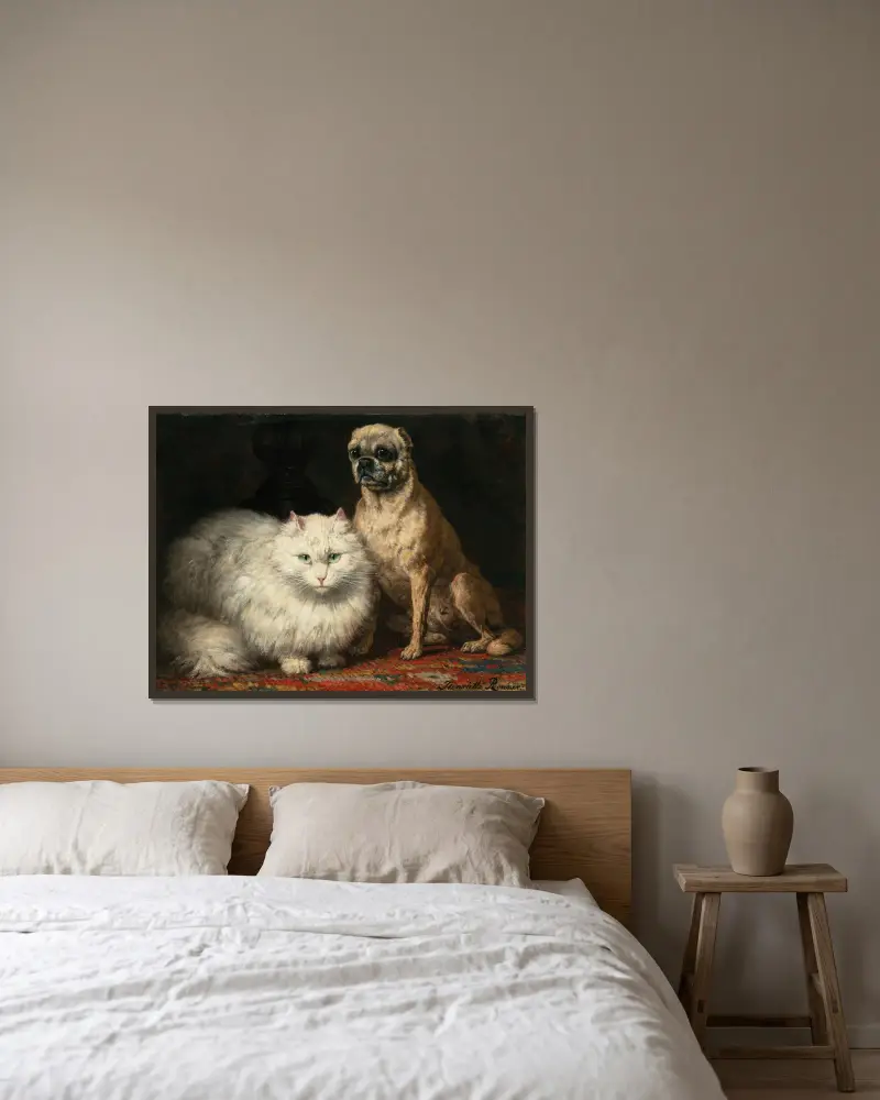Two friends av Henriëtte Ronner-Knip inramad på en vägg