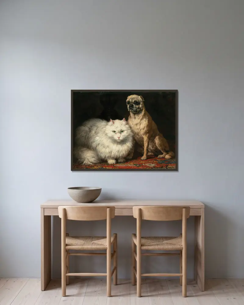 Two friends av Henriëtte Ronner-Knip inramad på en vägg