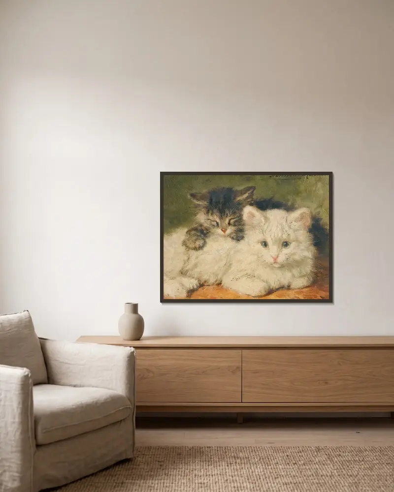 Dvě koťata – nr. 1, Henriëtte Ronner-Knip v rámu na stěně