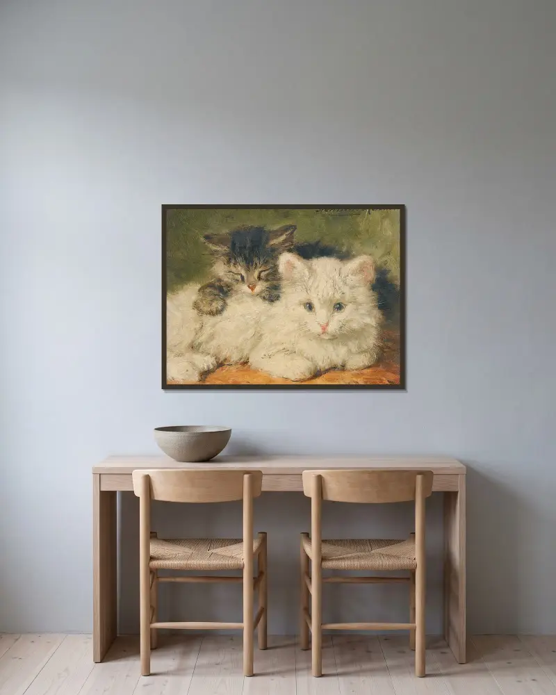 Dvě koťata – nr. 1, Henriëtte Ronner-Knip v rámu na stěně