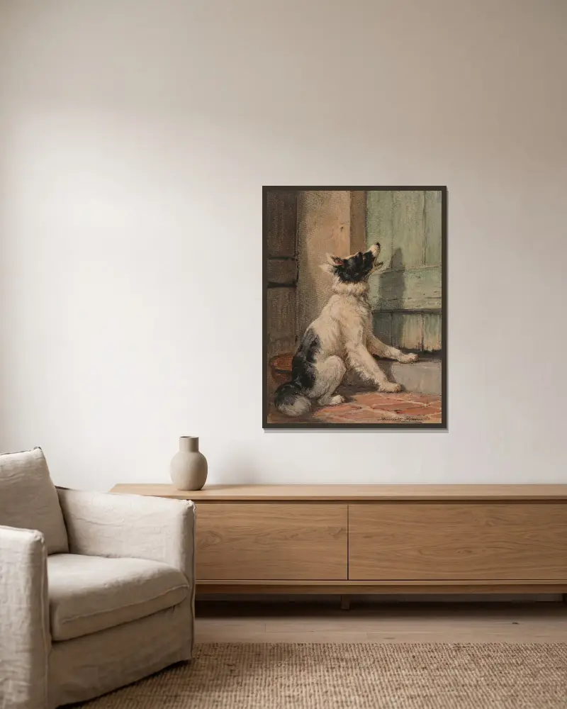 Waiting av Henriëtte Ronner-Knip inramad på en vägg