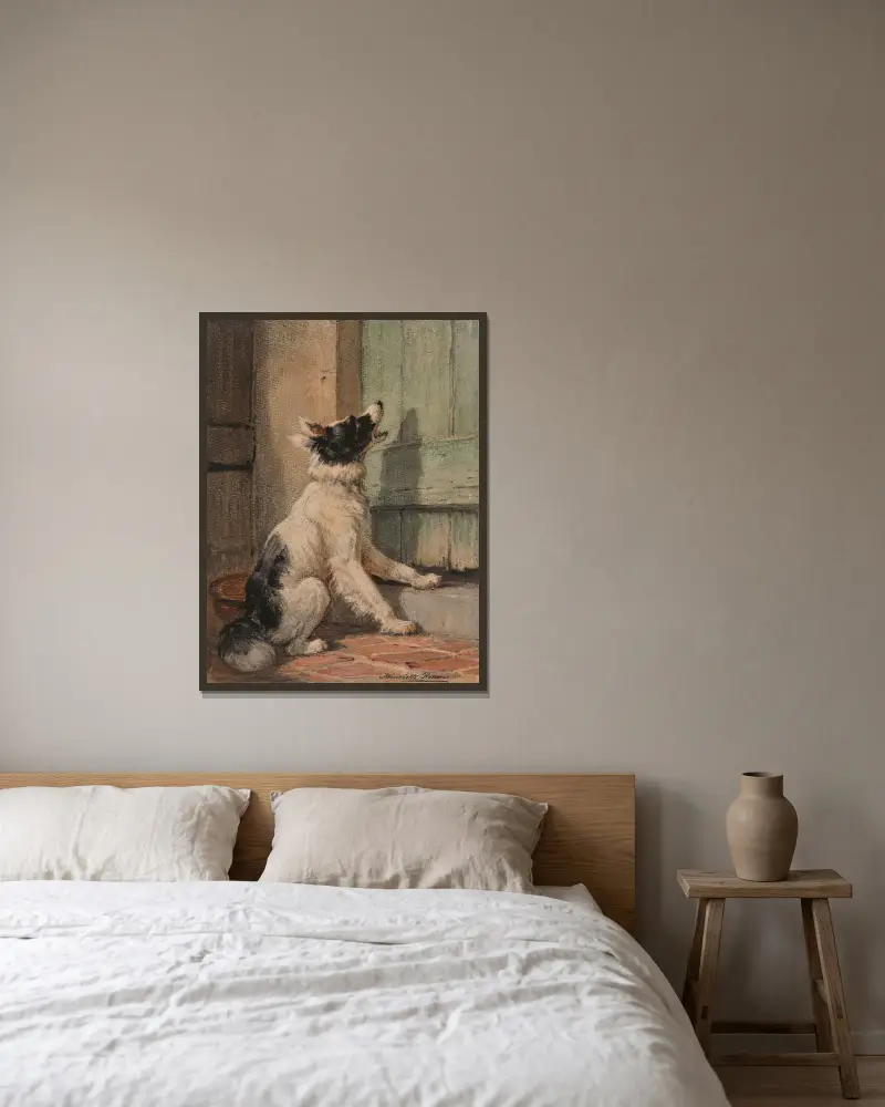 Waiting av Henriëtte Ronner-Knip inramad på en vägg