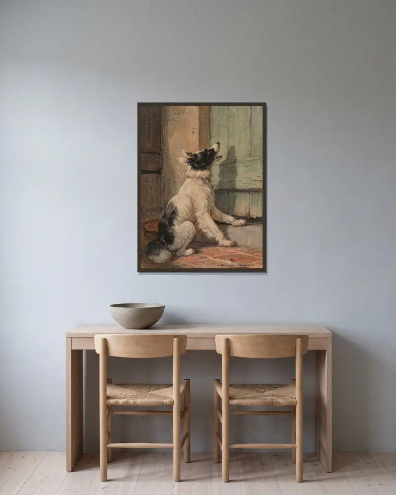 Waiting av Henriëtte Ronner-Knip inramad på en vägg