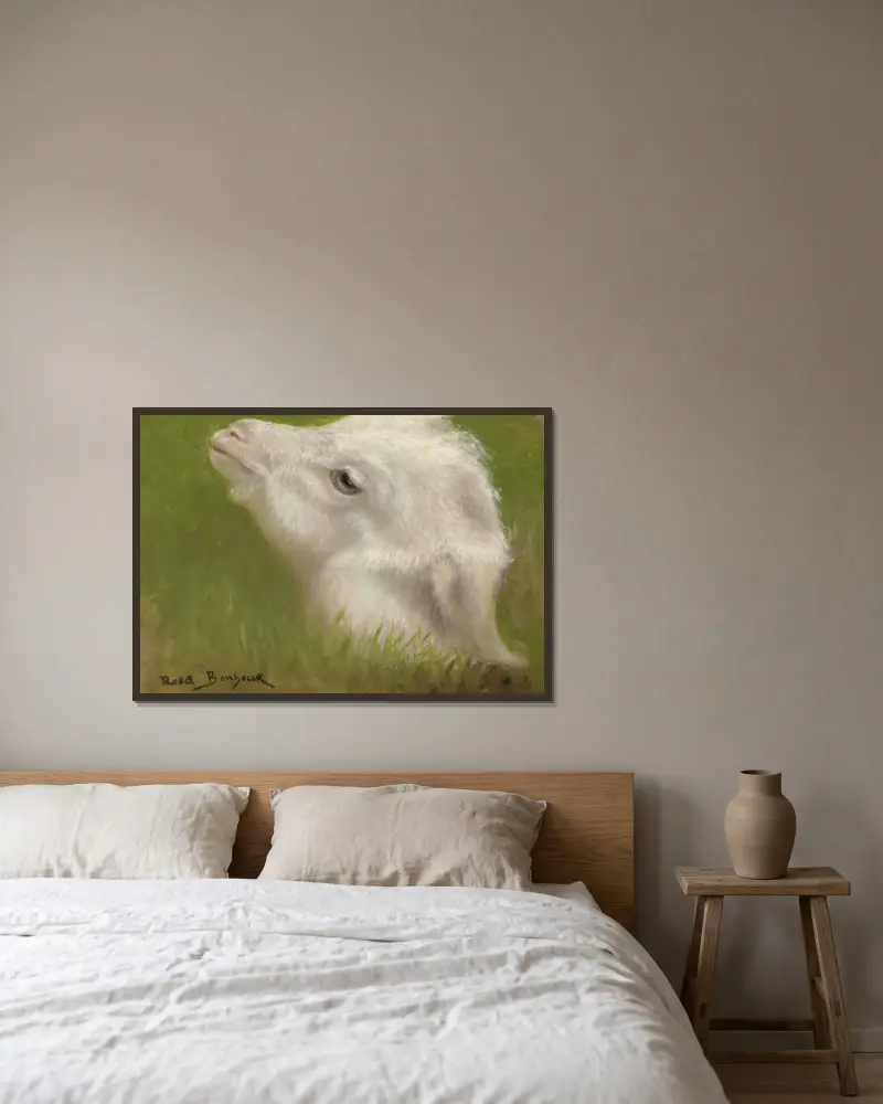 Lammhuvud av Rosa Bonheur inramad på en vägg