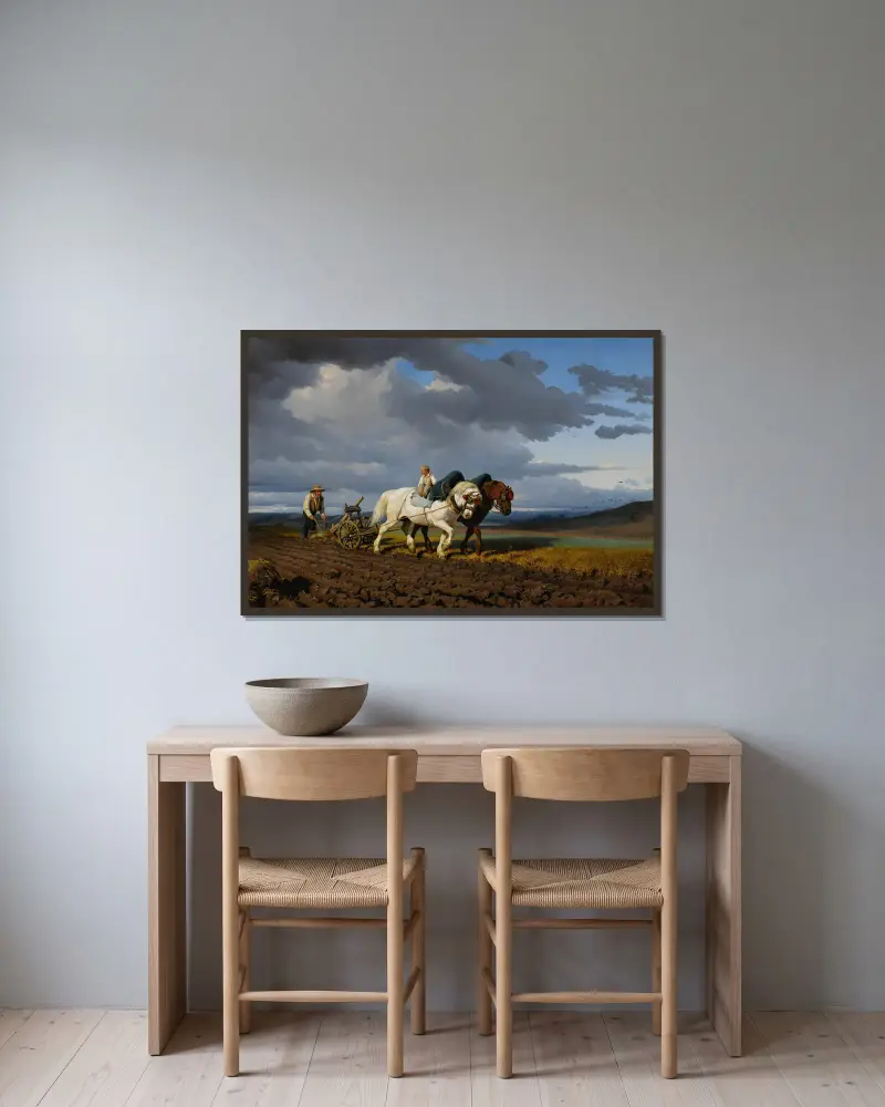 Le Labourage av Rosa Bonheur inramad på en vägg