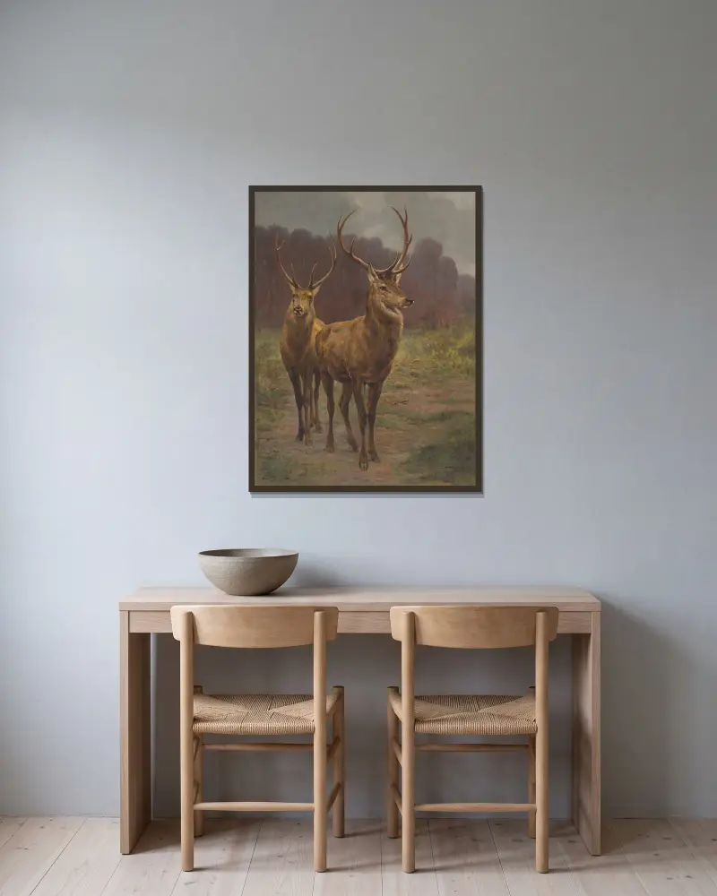 Skogens monarker av Rosa Bonheur inramad på en vägg