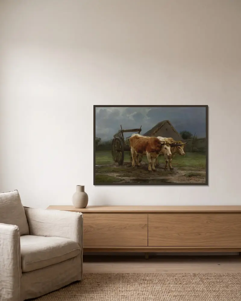 Vůl táhnoucí káru, Rosa Bonheur v rámu na stěně