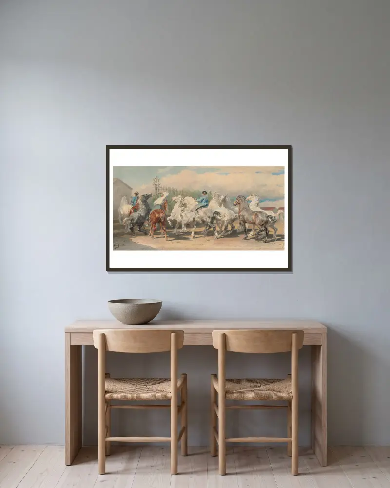 Návrat z koňského trhu, Rosa Bonheur v rámu na stěně
