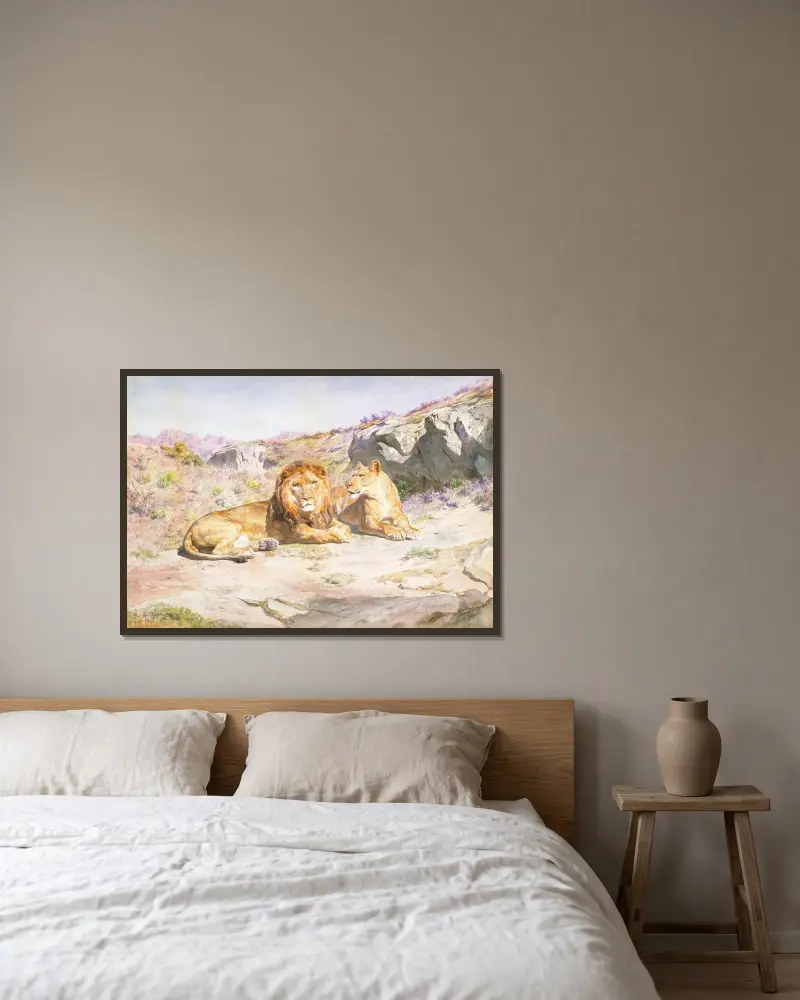 Royalty at Home av Rosa Bonheur inramad på en vägg