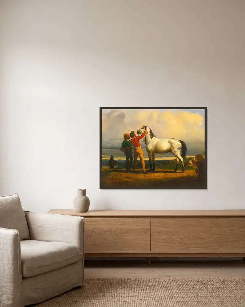 Šedý kůň (Na koňském trhu), Rosa Bonheur v rámu na stěně