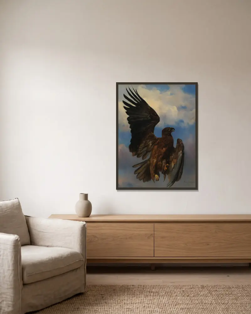 The Wounded Eagle av Rosa Bonheur inramad på en vägg