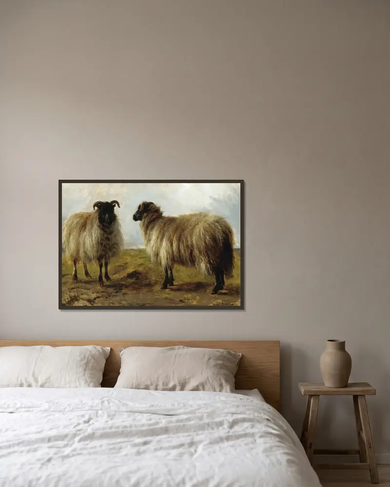 Dvě berani v krajině, Rosa Bonheur v rámu na stěně