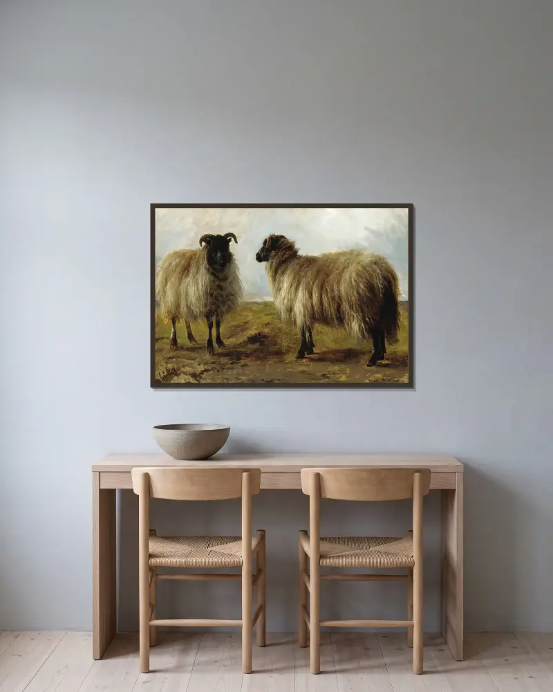 Dvě berani v krajině, Rosa Bonheur v rámu na stěně