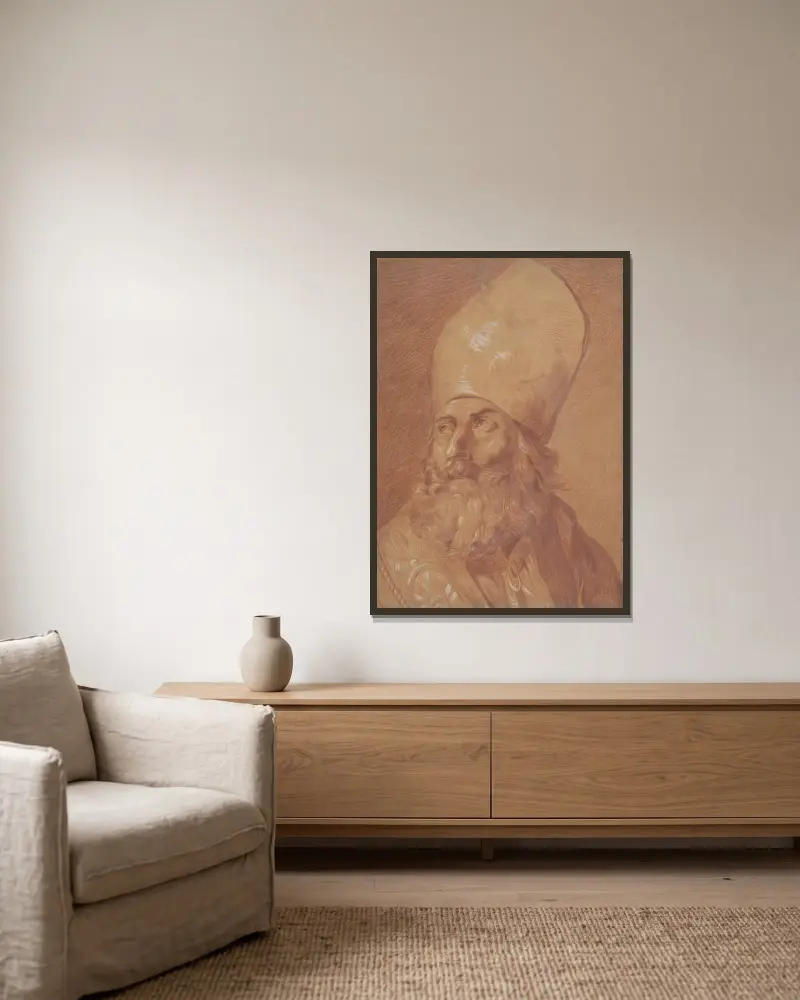 Brustprofil eines Bischofs von John Rubens Smith gerahmt an einer Wand
