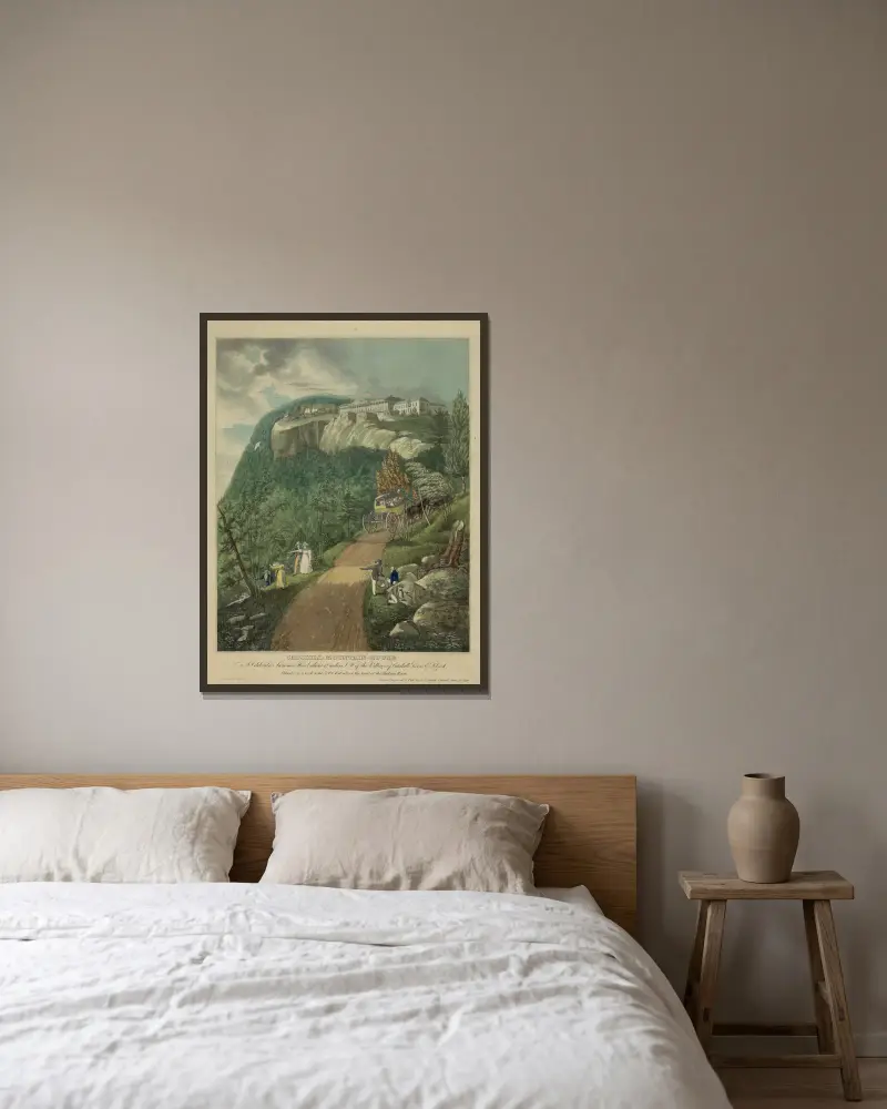 Catskill Mountain House – ein berühmtes Sommerhotel etwa 12 Meilen südwestlich des Dorfes Catskill, Greene Co., New York von John Rubens Smith gerahmt an einer Wand