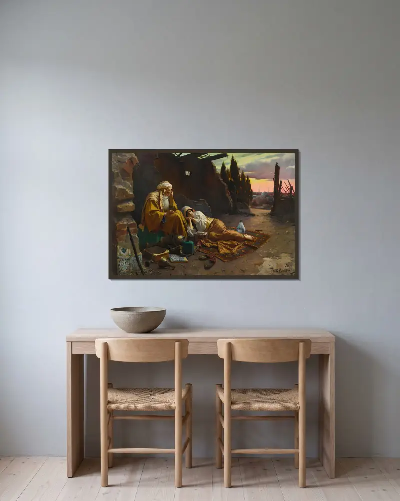 A New Dawn av Rudolf Ernst inramad på en vägg