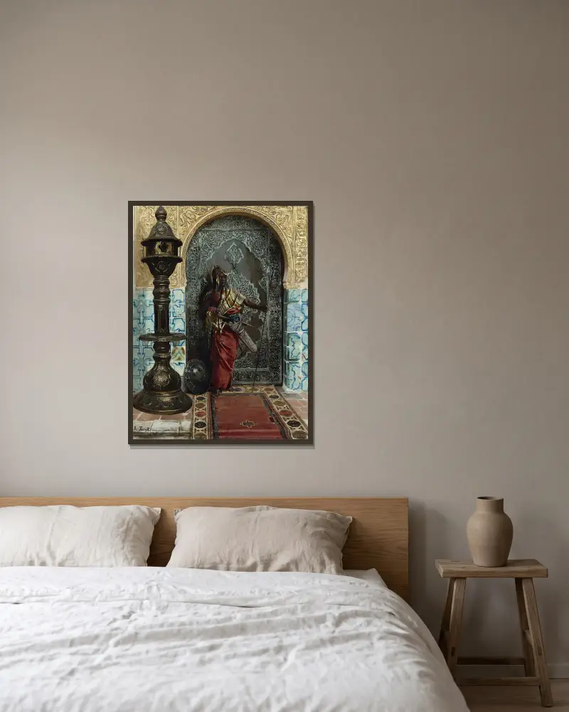 Nubische Wache von Rudolf Ernst gerahmt an einer Wand