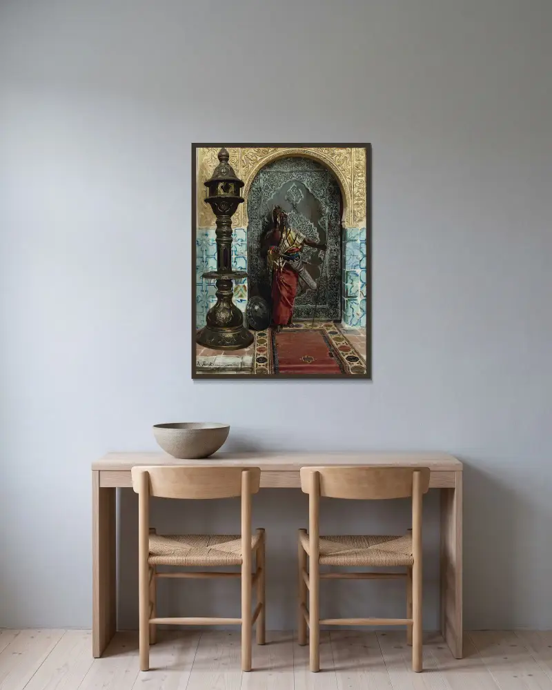 Nubische Wache von Rudolf Ernst gerahmt an einer Wand
