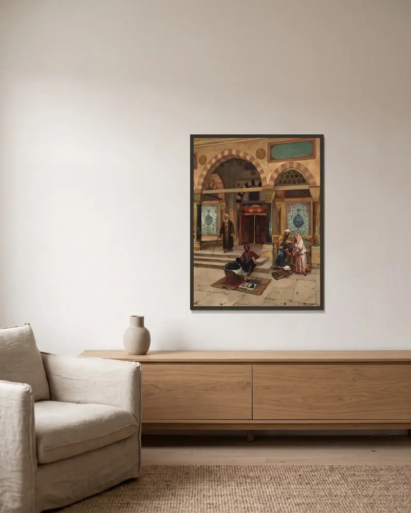 Vor der Moschee von Rudolf Ernst gerahmt an einer Wand