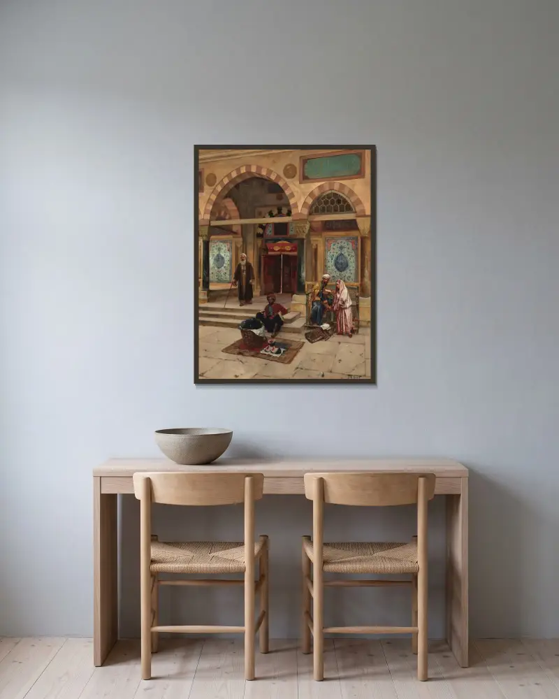 Vor der Moschee von Rudolf Ernst gerahmt an einer Wand