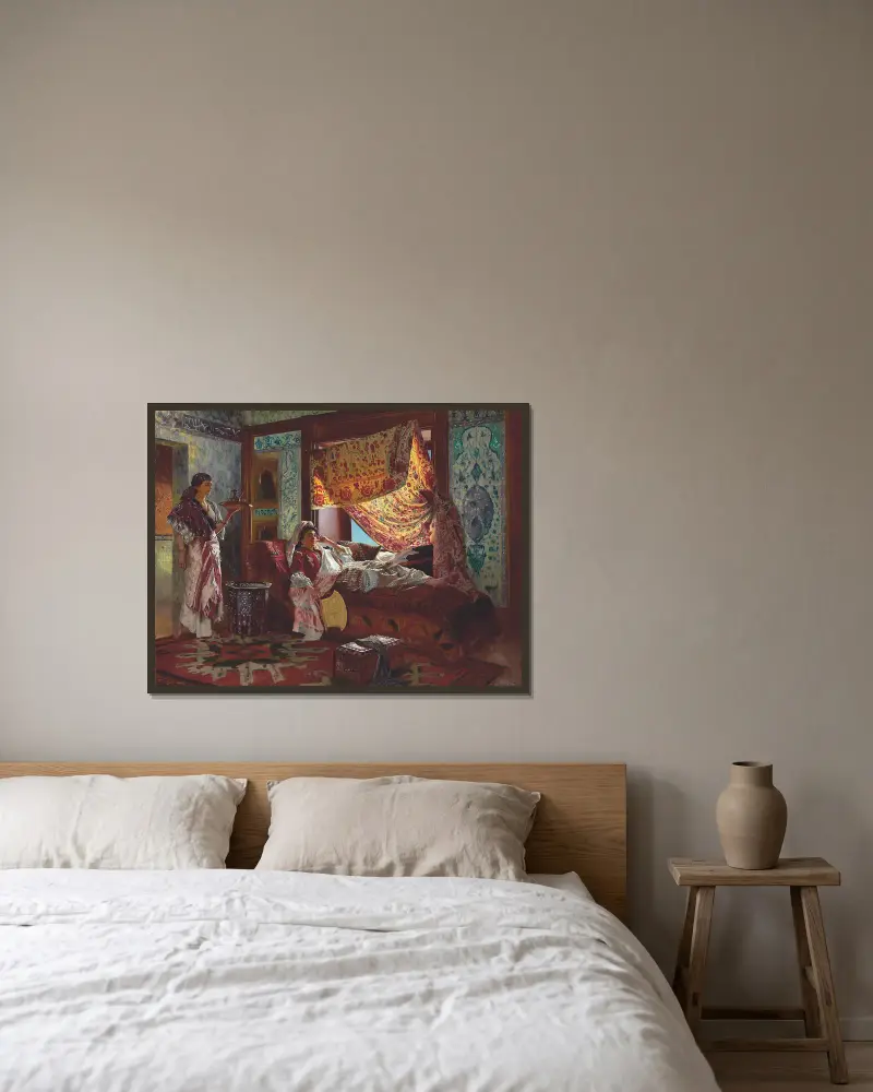 Tee im Harem von Rudolf Ernst gerahmt an einer Wand