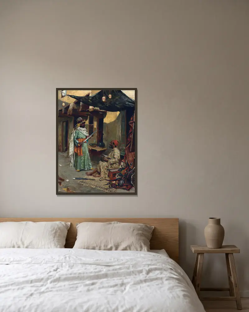 The Arms Merchant av Rudolf Ernst inramad på en vägg