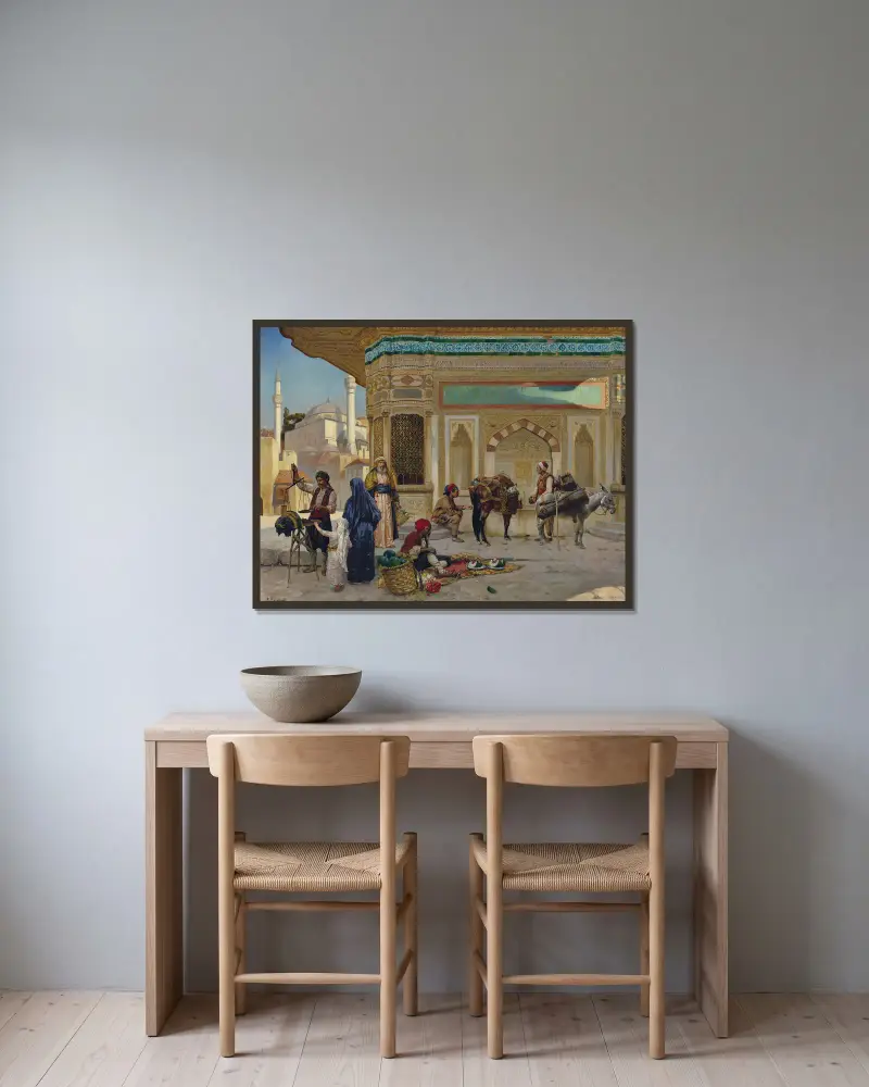 Ahmed III:s fontän, Istanbul av Rudolf Ernst inramad på en vägg