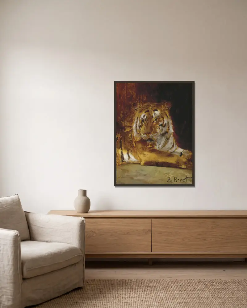 Tiger av Rudolf Ernst inramad på en vägg