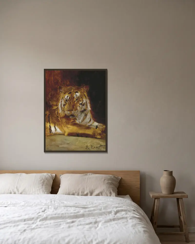 Tiger av Rudolf Ernst inramad på en vägg