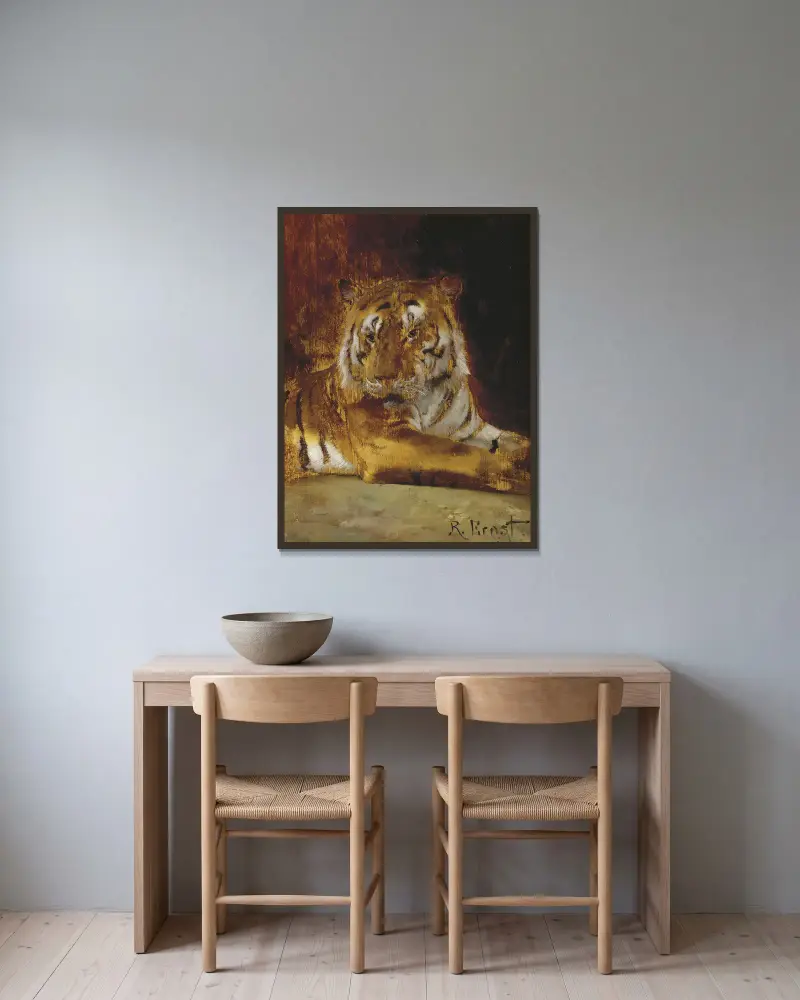 Tiger av Rudolf Ernst inramad på en vägg